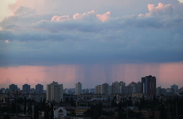 Rain cloud in the city of Kiev