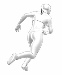 Joggerin, sportlich, Scribbel, Wettkampf, Training, Power, Frau, Fitness, Ausdauer, Bewegung, Gesund, laufen, rennen, Zeichnung