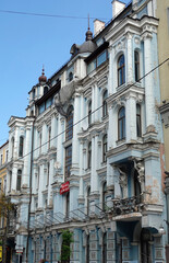 Fototapeta na wymiar Facade of an old building in Kiev