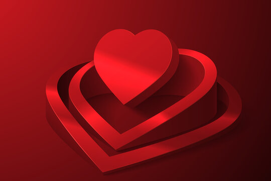 Red Geometric Heart Shapes Background