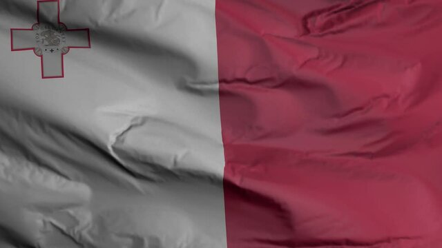 Malta flag seamless closeup waving animation. Malta Background. 3D render, 4k resolution