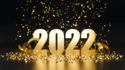 New Year 2022 dark golden