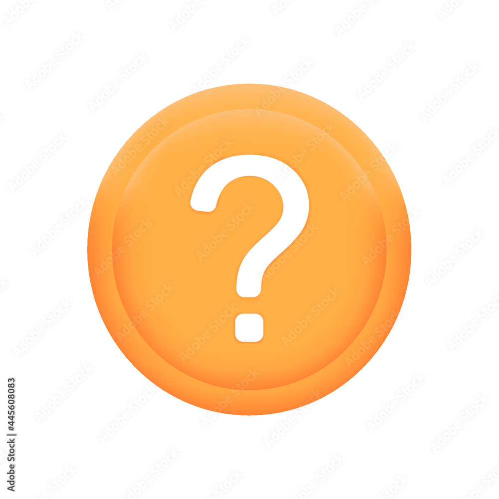 Poster question mark on the yellow circle. 3d vector illustration. metaphor question and answer. web. quest