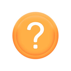 Question mark on the yellow circle. 3d vector illustration. Metaphor question and answer. Web. Question pictures isolate on the yellow circle. Symbols of problem, trouble, confusion. 
