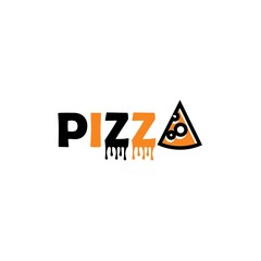 Pizza cafe logo, pizza icon, emblem for fast food restaurant. Simple flat style pizza logo vector
