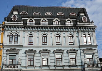Facade of a building on Khreshchatyk street in the city of Kiev