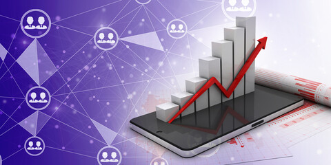 3d rendering Stock market online business concept. business Graph 