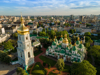 Obraz premium Aerial view from a drone Saint Sophia Cathedral in Kyiv