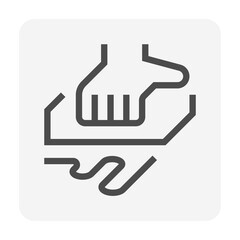 Car wash or carwash vector icon. Consist of sponge, hand of worker. Car care service for dirty auto or vehicle to cleaning exterior before detailing by using tool to wiping, rubbing. 48x48 pixel.