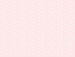 Lovely pattern with white flowers on pink background, flat design, cute round flower plant nature collection, summer flowers, decoration elements, isolated flowers, cute card, vector illustration
