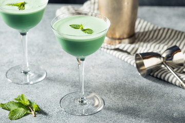 Boozy Refreshing Green Grasshopper Cocktail