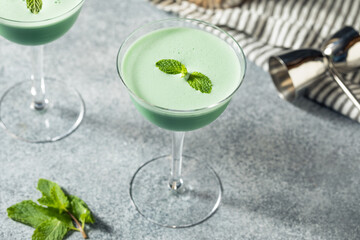 Boozy Refreshing Green Grasshopper Cocktail