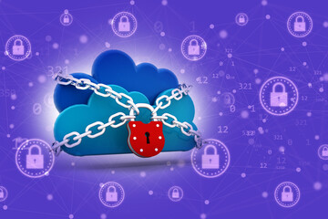 Fototapeta premium 3d rendering Cloud computing, security