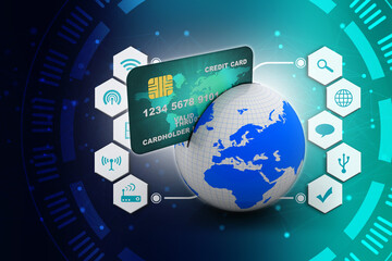 3d rendering  credit or debit card 
