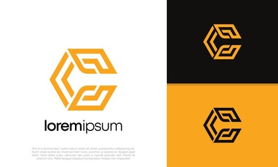 Abstract Initial logo vector. Initials C logo design. Innovative high tech logo template