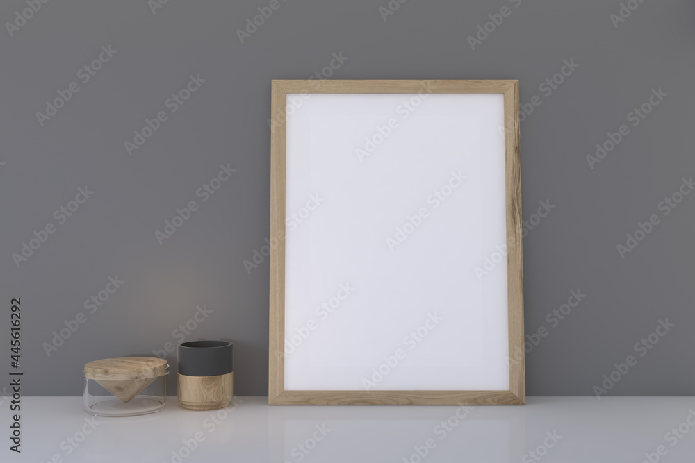 Poster frame with a blank canvas and containers
