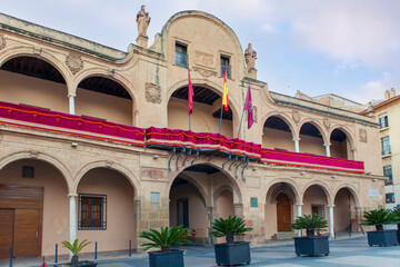 Fototapeta na wymiar 05-12-2021 Lorca, Murcia, Spain City Hall of the Murcian city of Lorca, an old prison in baroque style.