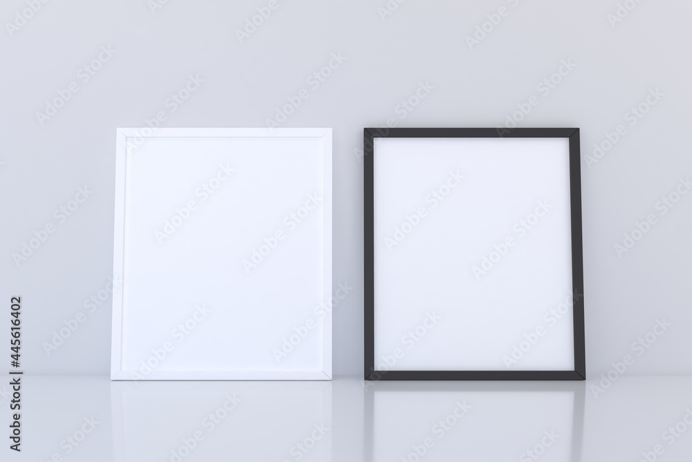 Poster frames of the same size with blank canvas
