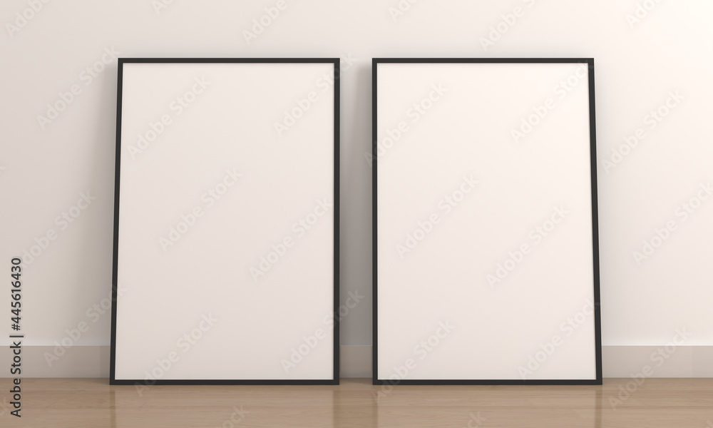 Poster frames of the same size with blank canvas