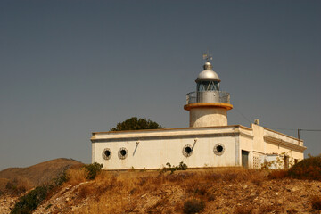 Fototapeta na wymiar Faro de Portmán, en el municipio de La Unión (Murcia-España), junto al Mediterráneo.