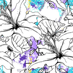 Fototapeta premium Floral Geometric Print Tropical Jungle Leaf Brush