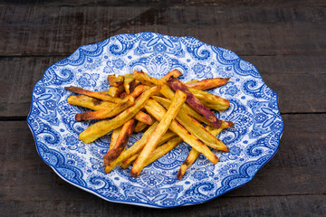 serving of rustic sweet potato chips, healthy food