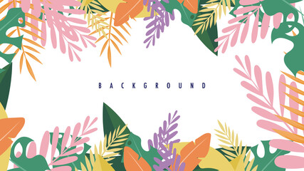 Background with plants and leaves - backdrop for banners and web , Vector in simple flat style with copy space for text isolated on white background , illustration Vector EPS 10