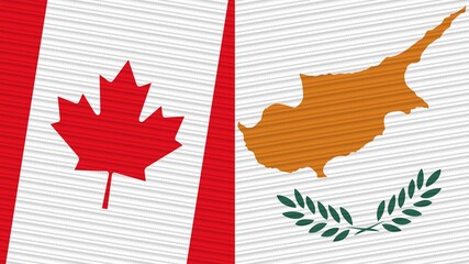 Cyprus and Canada Two Half Flags Together Fabric Texture Illustration