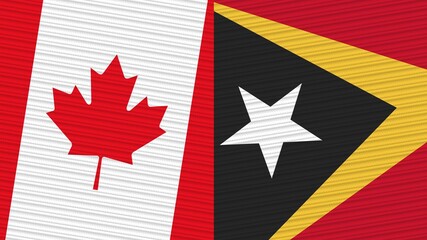 East Timor and Canada Two Half Flags Together Fabric Texture Illustration