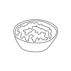 Homemade cheese continuous line drawing. One line art of dairy produce, milk products, food, cottage cheese, soft cheese.