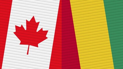 Fototapeta premium Guanea and Canada Two Half Flags Together Fabric Texture Illustration