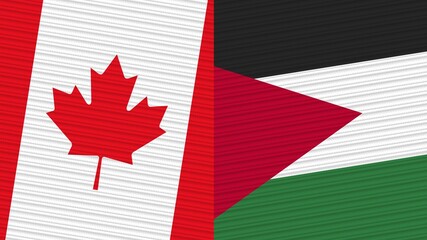 Fototapeta premium Jordan and Canada Two Half Flags Together Fabric Texture Illustration