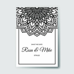 elegant luxury wedding invitation with mandala design