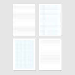 Paper sheets collection of A4 format, vector illustration