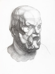 sketch of Socrates head drawn by graphite pencil