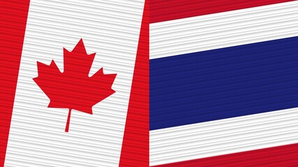 Thailand and Canada Two Half Flags Together Fabric Texture Illustration