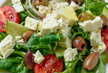 close up of fresh greek salad