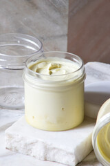 Photo of a handmade massage butter in a jar
