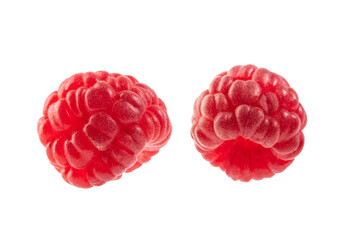 ripe red forest raspberries without leaves, isolate on a white background