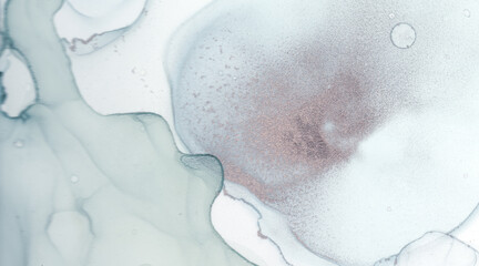 Alcoholic Ink. Oil Fluid Abstract Wall. Sea Macro