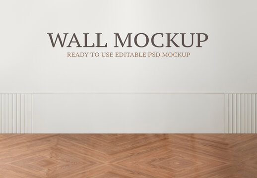 Wall Mockup with Wooden Floor