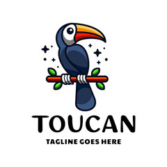 Logo Design Simple Vector Cartoon of Unique Toucan Birds