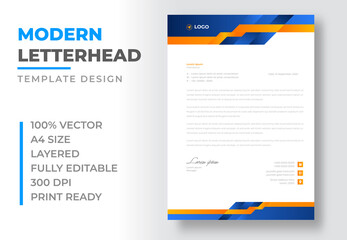 Obraz premium corporate modern business letterhead design template with blue color. creative modern letter head design template for your project. letterhead, letter head, simple business letterhead design.