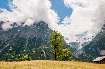 Grindelwald, Schreckhorn, Unterer Grindelwaldgletscher, Eiger, Eigernordwand, First, Bergbahn,...