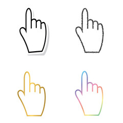  hand  icon black, golden and color  vector set