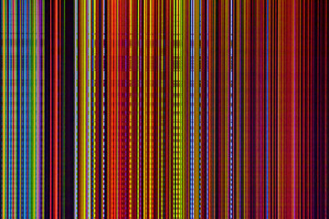 Colorful stripes on a broken LCD TV screen