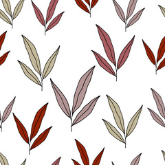 seamless pattern with leaves with cherry flowers in gray shades. Background for wallpapers, textiles, papers, fabrics, web pages. Floral ornament, vintage style.