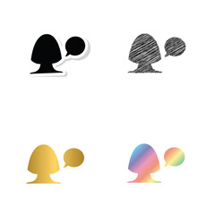  female profile.  woman avatar icon black, golden and color  vector set