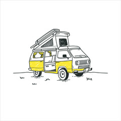 Flat minimalist camping van designs vector ilustration © Gree