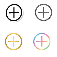 Obraz premium Add icon. Add a new item. Plus or positive icon black, golden and color vector set
